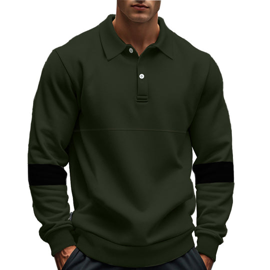 Herren modischer Langarmpullover mit poloartigen Details und kontrastierenden Ärmelbündchen EB