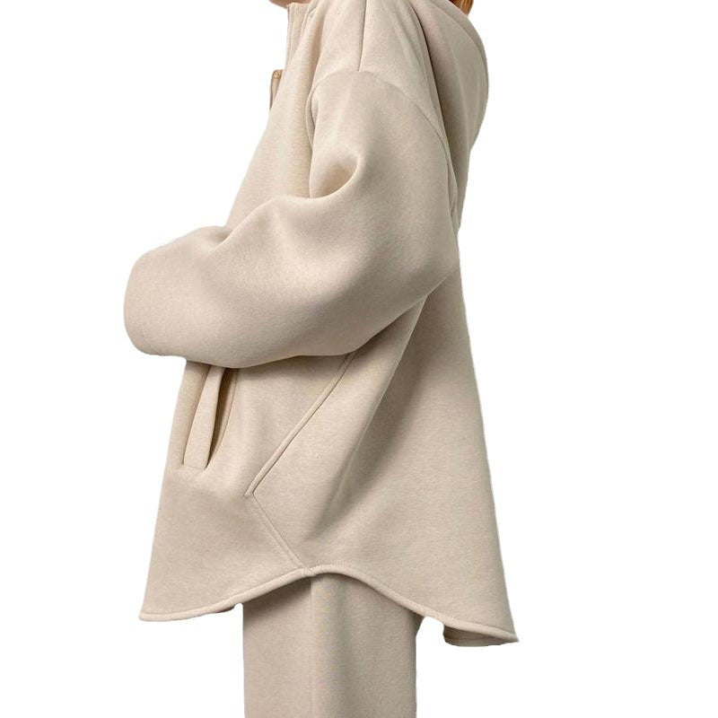 Damen lässiger Hoodie mit hochwertigem Reißverschluss und elastichem Bund EB