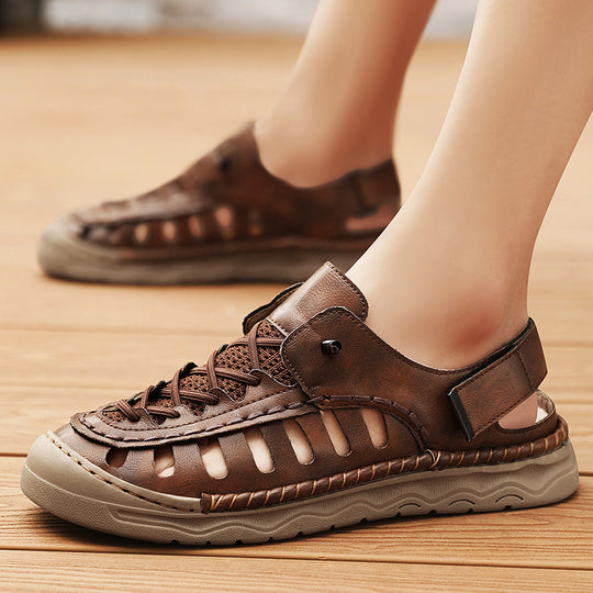 Damen Sportliche Sandalen mit perforierten Designelementen und verstellbarem Riemen EB