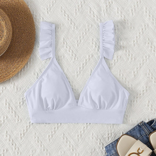 Damen Triangel-Bikinioberteil mit voluminösen Rüschendetails EB