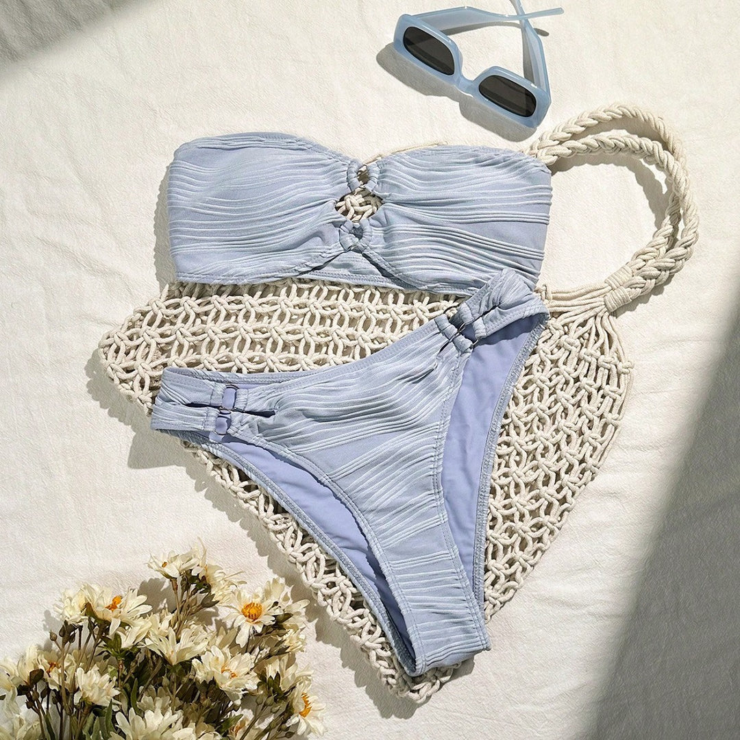 Damen Bandeau-Bikini-Set mit raffinierten Falten EB