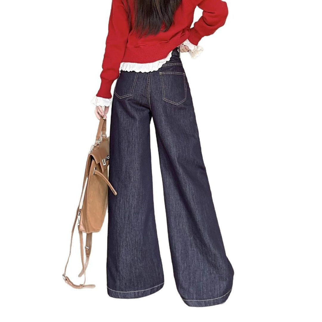 Damen Weite Denim-Hosen im modernen Schnitt mit hohem Bund EB