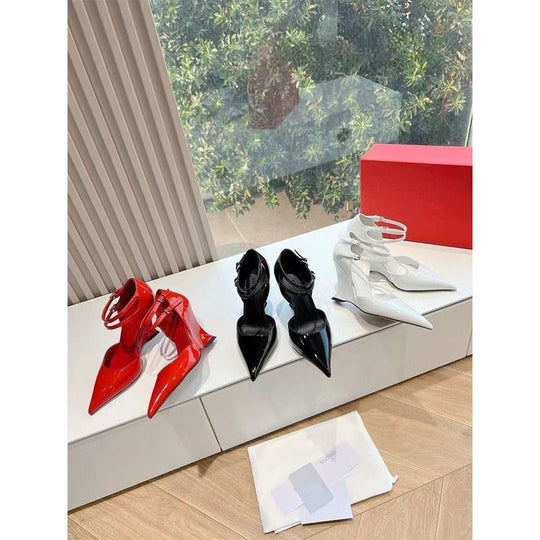 Damen elegante Slingback-Pumps mit glänzender Lackoberfläche EB