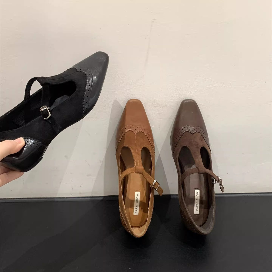Damen elegante Schnürschuhe mit modischer Schnallenverzierung EB