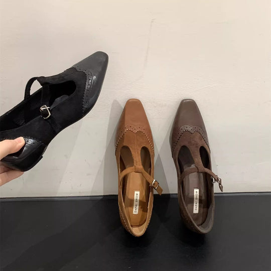 Damen elegante Schnürschuhe mit modischer Schnallenverzierung EB