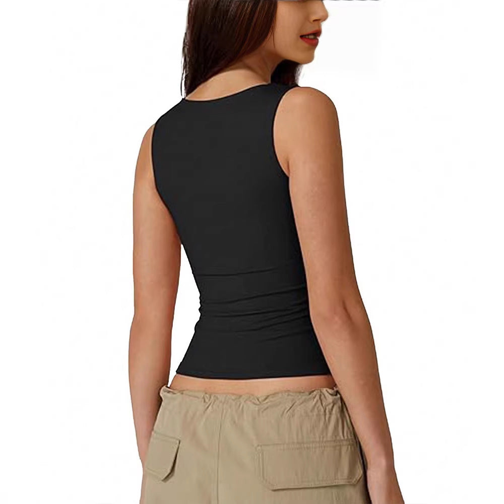 Damen eng anliegendes Tanktop mit quadratischem Ausschnitt und atmungsaktiver Struktur EB