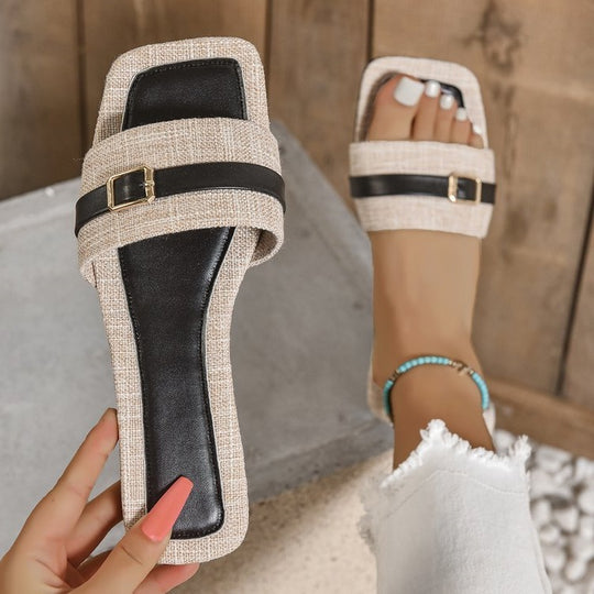 Damen Komfortable Riemchen-Sandalen mit eleganter Schnallenverzierung EB