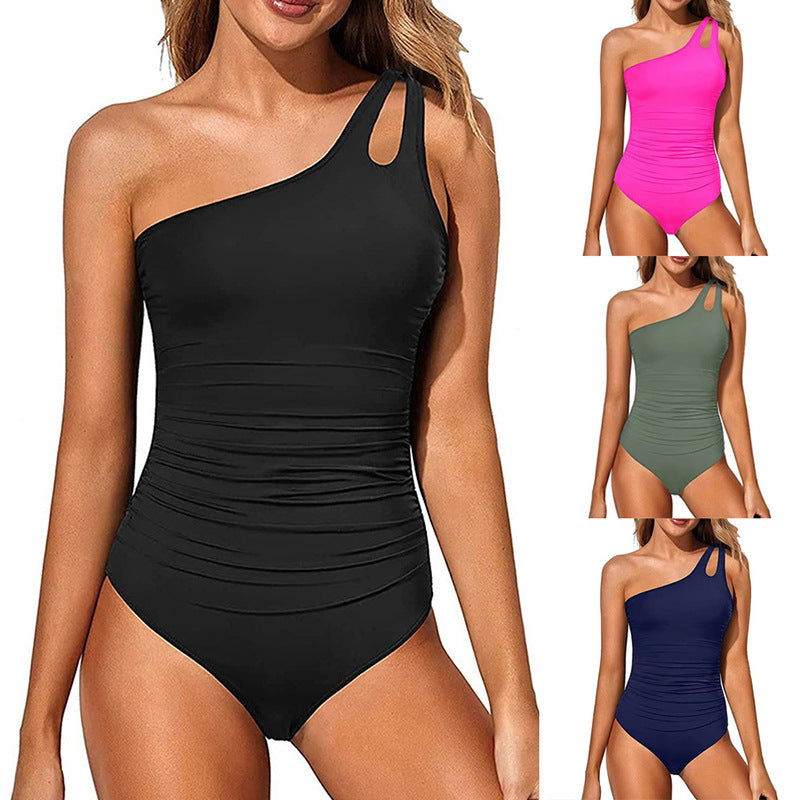 Damen Einseitiger Badeanzug mit Rüschendetails R&B