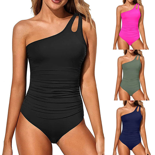 Damen Einseitiger Badeanzug mit Rüschendetails R&B