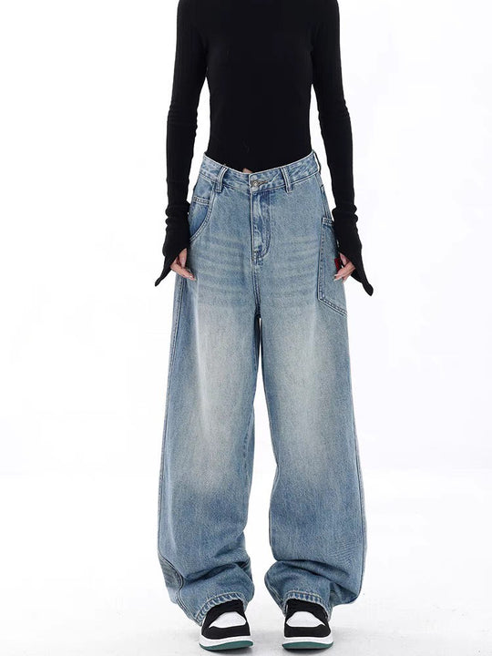 Damen Weite Jeans im lässigen Urban-Style mit hohen Taschen EB