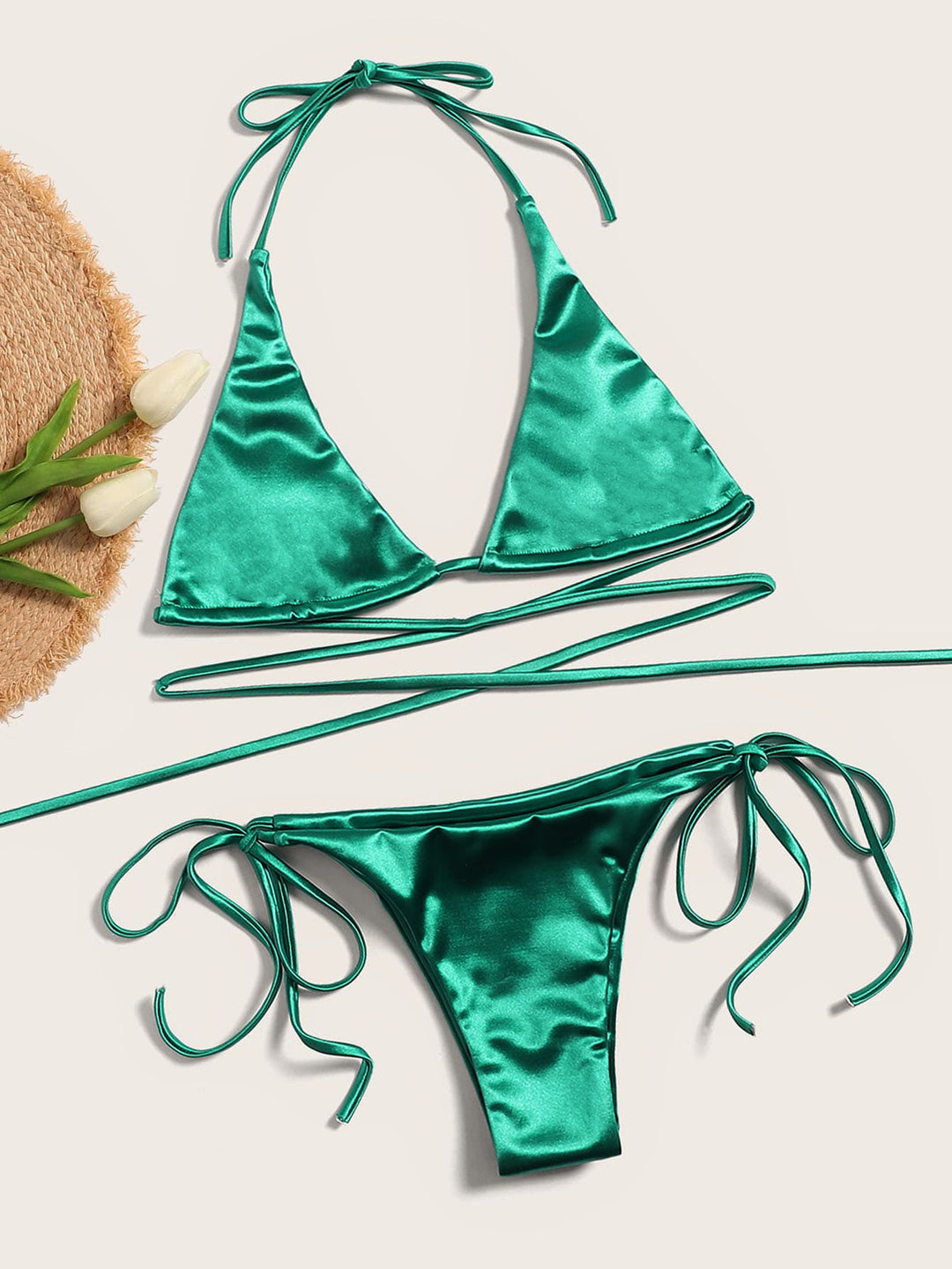 Damen Triangel-Bikini mit verführerischem Satin-Finish EB
