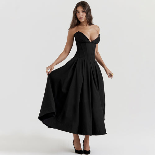 Damen Elegantes und figurbetontes Abendkleid mit tiefem Ausschnitt EB