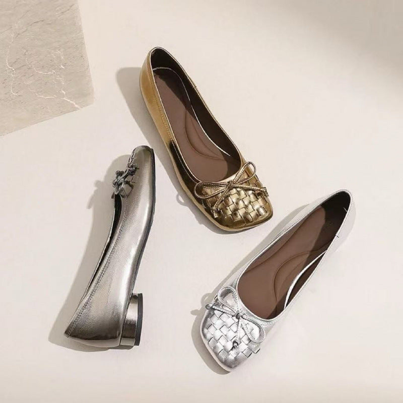 Damen Elegante Ballerinas mit geflochtener Vorderseite und bequemer Sohle EB