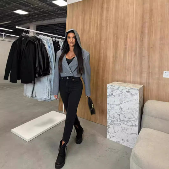 Damen Sportliches Kleid mit Kragen und langen Ärmeln EB