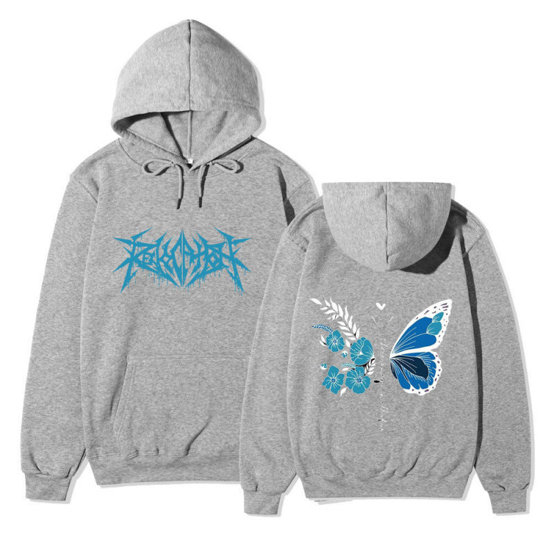 Damen Kapuzenpullover mit einzigartigem Schmetterlings- und Blumenmotiv EB