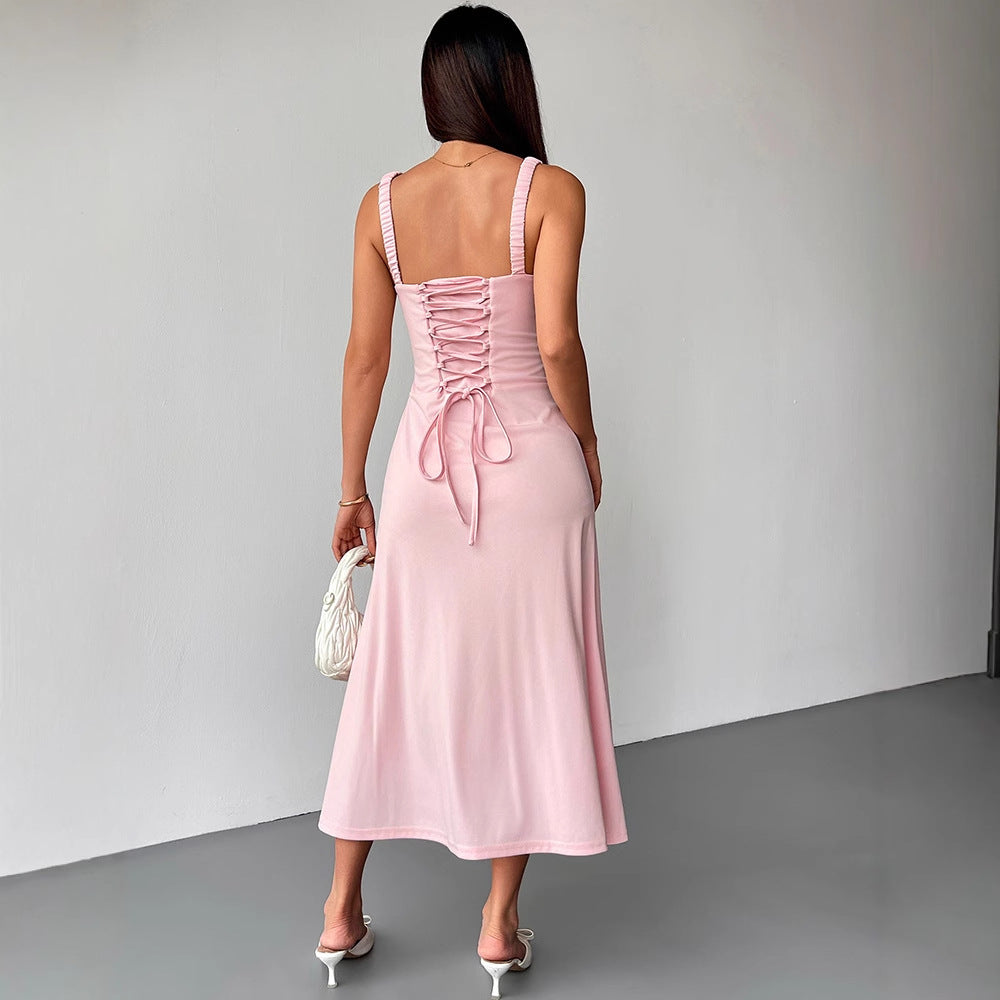 Damen Maxikleid mit formschöner Schnürung und eleganten Trägern EB