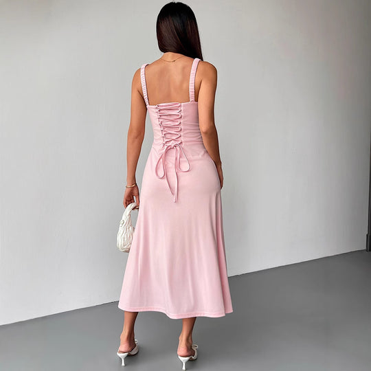 Damen Maxikleid mit formschöner Schnürung und eleganten Trägern EB