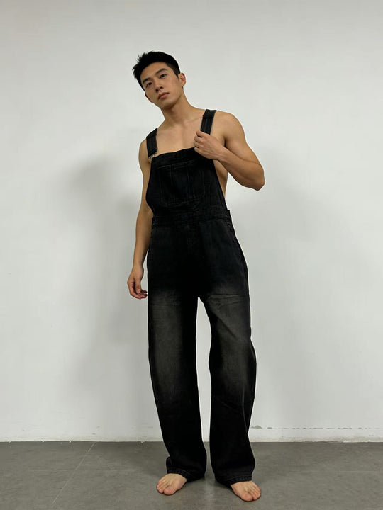 Herren Latzhose Jeans mit weitem Schnitt