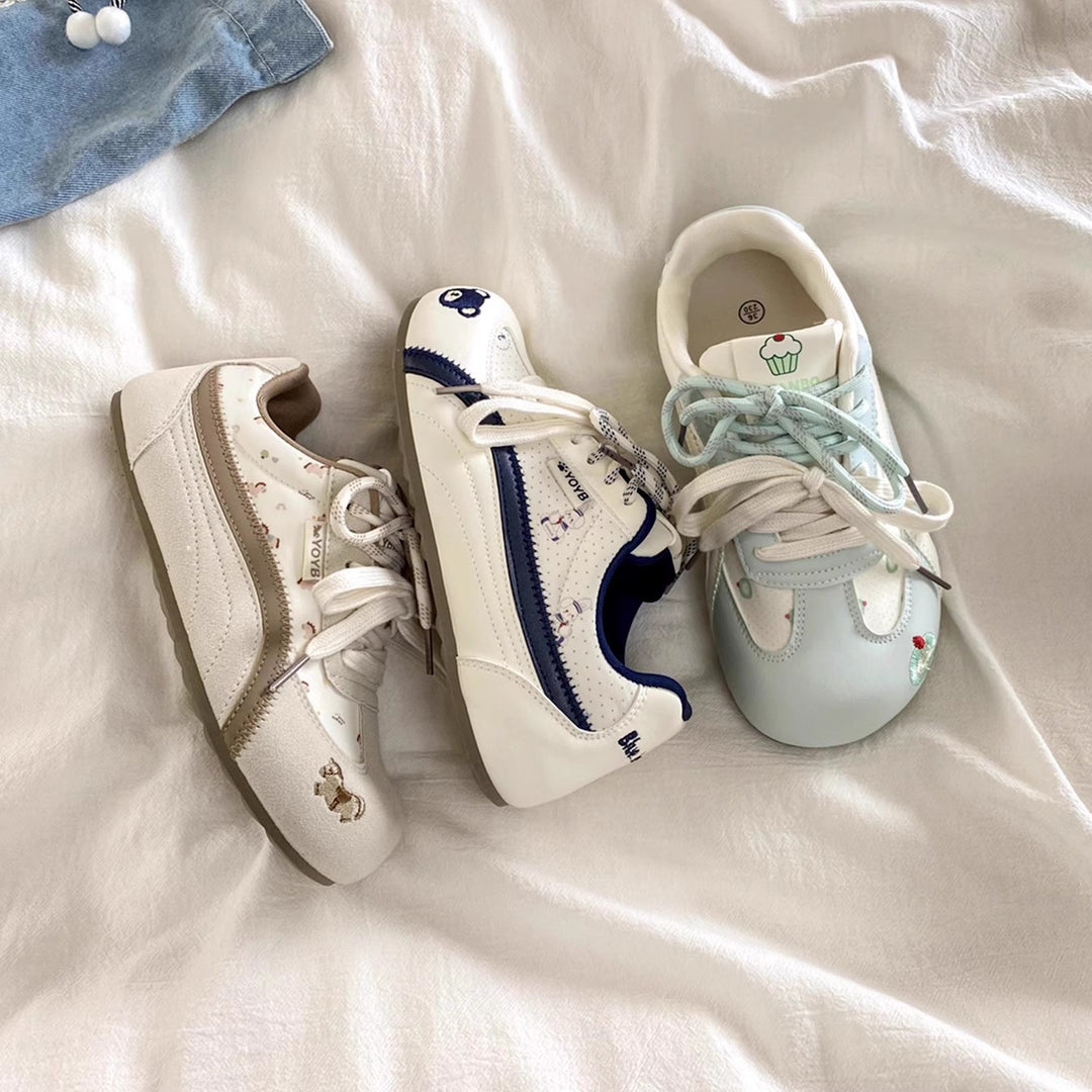 Damen Schnür-Sneaker mit verspieltem Bärenmotiv und atmungsaktivem Obermaterial EB
