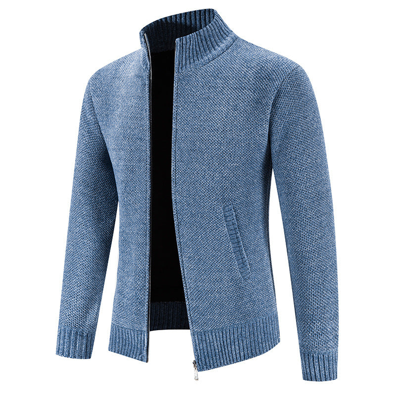 Herren modische Strickjacke mit hochgeschlossenem Kragen und Reißverschluss EB