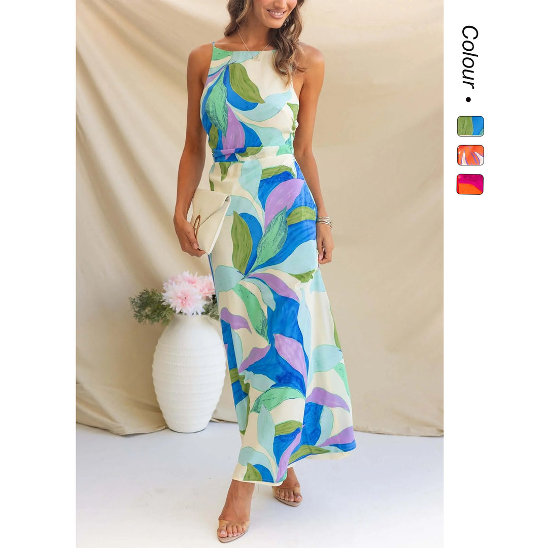 Damen Maxikleid mit modernem floralem Design und elegantem Schnitt EB