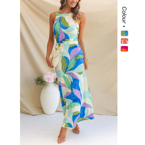 Damen Maxikleid mit modernem floralem Design und elegantem Schnitt EB