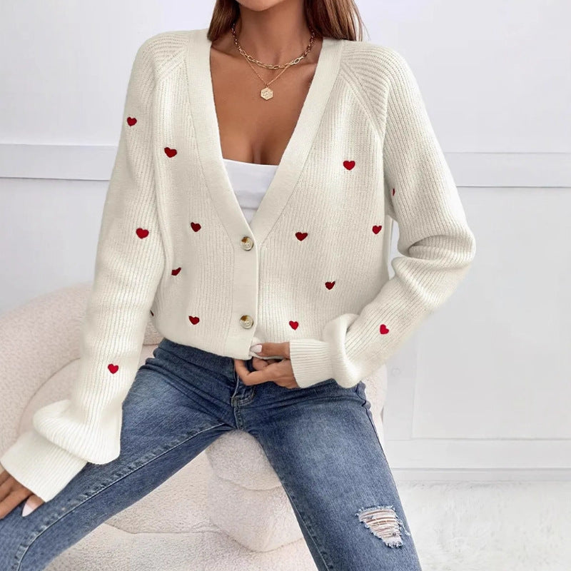 Damen Strickjacke im verspielten Herzdesign EB