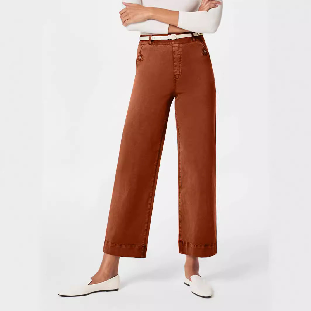 Damen Weitgeschnittene Stoffhose mit eleganten Details EB