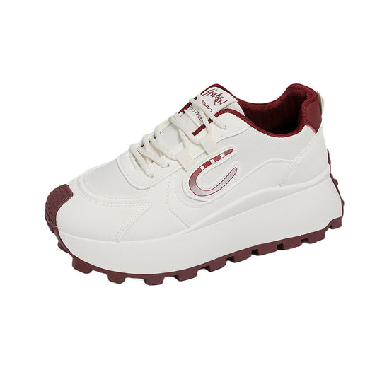 Damen Sportliche Plateau Sneakers mit modischem Design und rutschfester Sohle EB