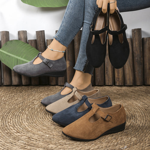 Damen Wedge-Mokassins mit seitlichem Riemen und ergonomischem Fußbett EB