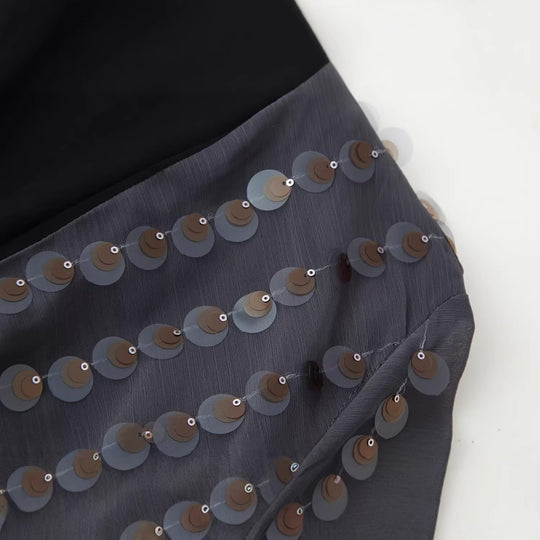 Damen Glamouröses Body mit glitzernden Pailletten und Wickeldesign EB