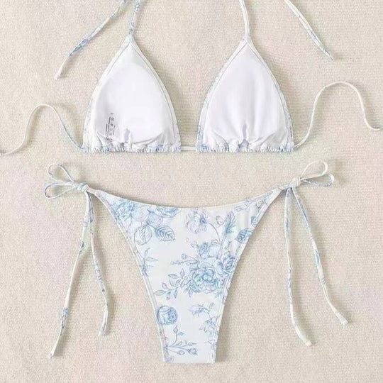 Damen Triangel-Bikini-Set mit zarten Blumenmotiven EB