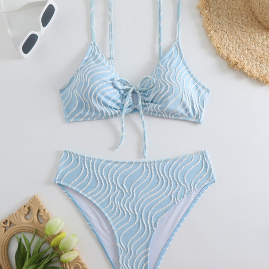 Damen Bikini-Set mit verspieltem Wickeldesign und elastischen Trägern EB
