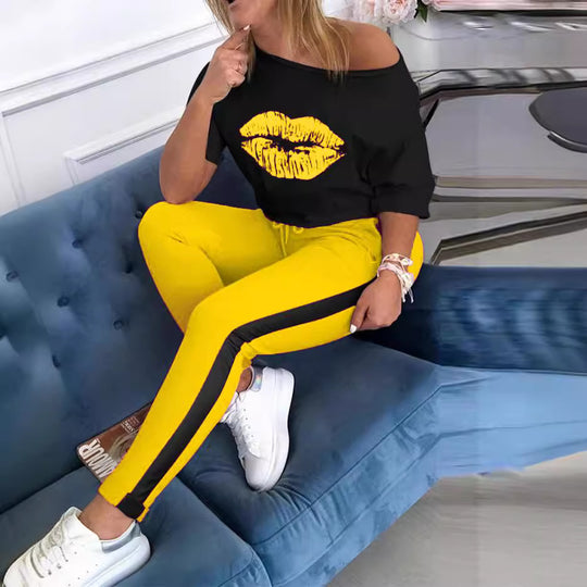 Damen Sportliches Oberteil und Leggings-Set EB