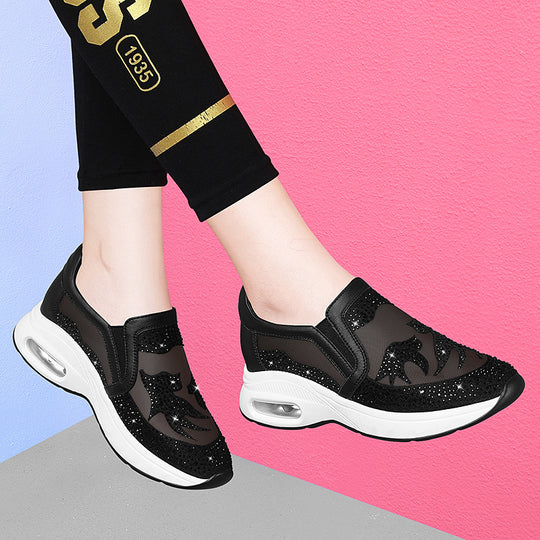 Damen Modische Mesh-Sneakers mit Glitzerakzenten EB