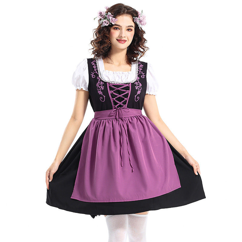 Damen nan traditionelles Dirndlkleid mit dekorativer Schnürung und abnehmbarer Schürze EB