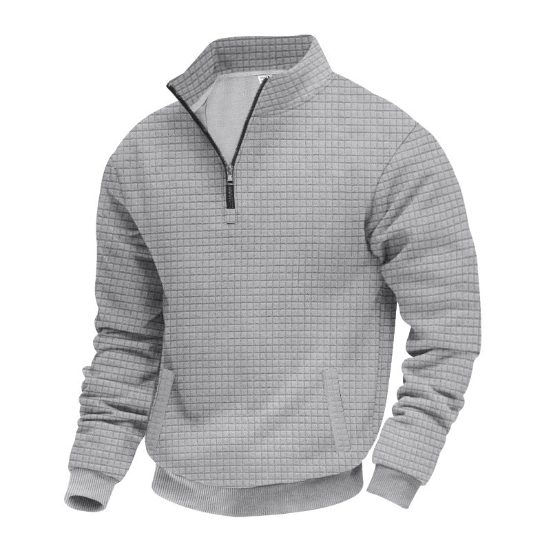 Herren Strukturierter Sweatpullover mit halbem Reißverschluss EB