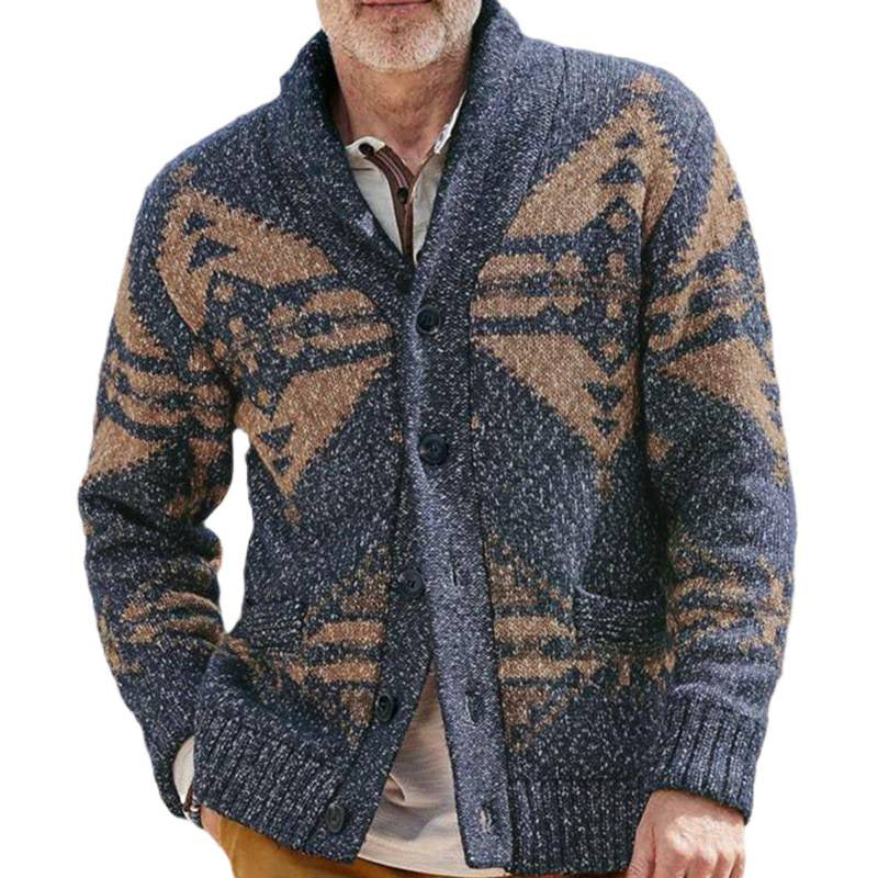 Herren Strickjacke mit kunstvollem Muster und praktischen Taschen EB