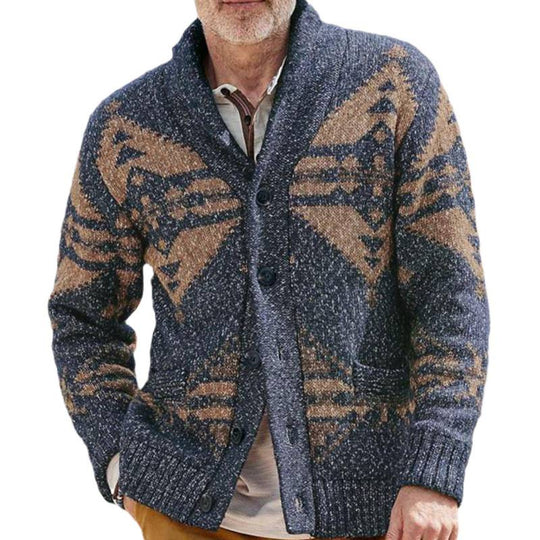 Herren Strickjacke mit kunstvollem Muster und praktischen Taschen EB
