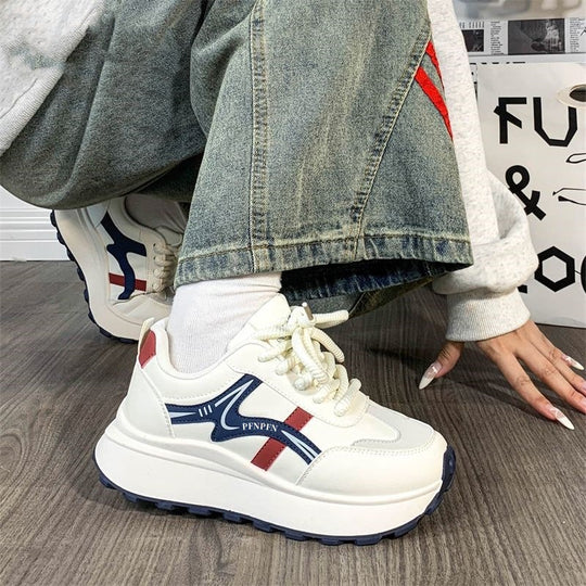 Damen Trendige Chunky Sneakers mit dämpfender Plattform-Sohle EB