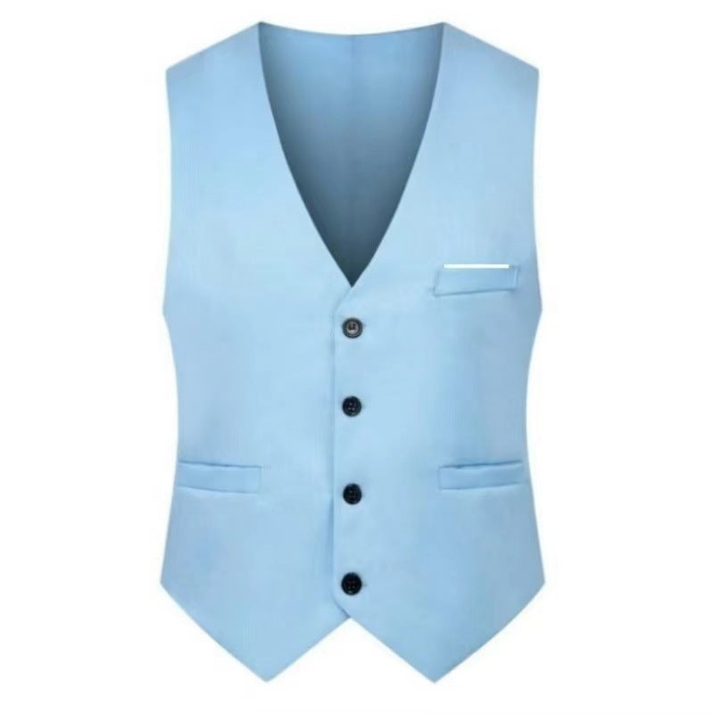 Herren nan elegante Satinweste mit V-Ausschnitt und schmal geschnittene Anzughose EB