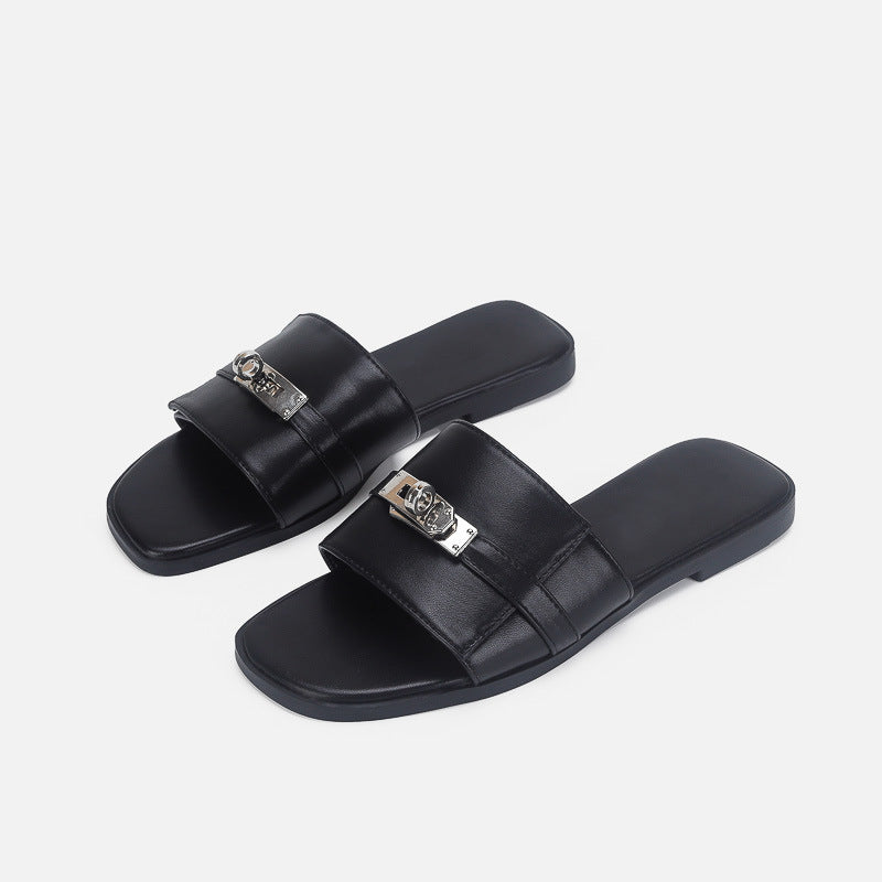Damen Komfortable Slides mit modischem Riemendesign EB