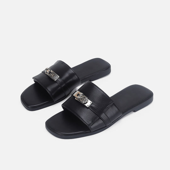 Damen Komfortable Slides mit modischem Riemendesign EB