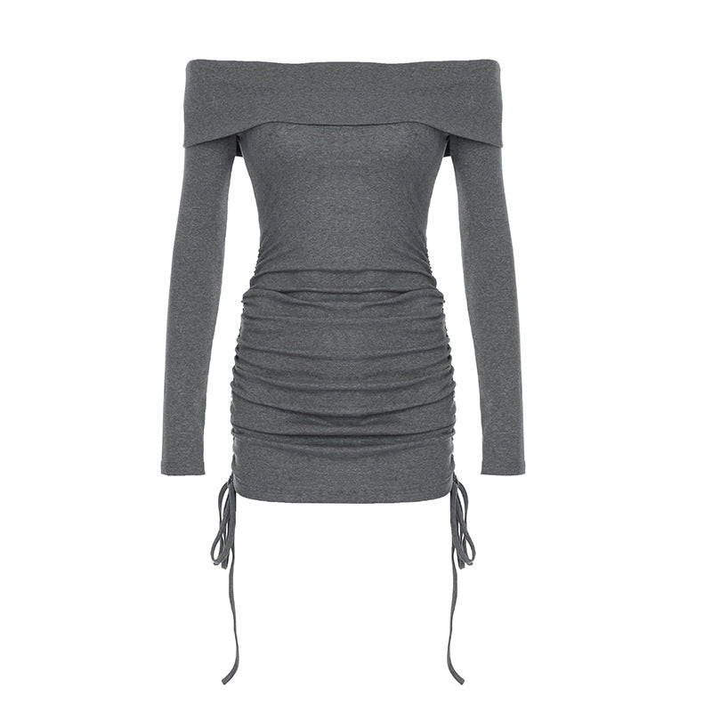 Damen Offshoulder-Langarmshirt mit Raffung und Schnürdetails EB