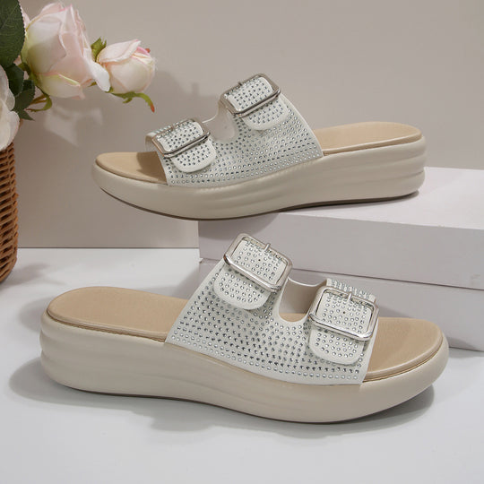 Damen Komfortable Sandalen mit modischen Schnallen und elastischem Obermaterial EB
