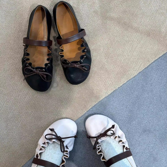 Damen elegante Ballerinas mit modischem Riemen und rutschfester Sohle EB