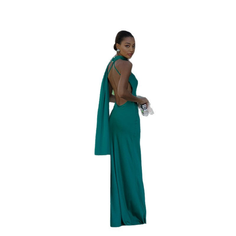 Damen asymmetrisches Maxikleid mit elegantem Wickeldetail EB