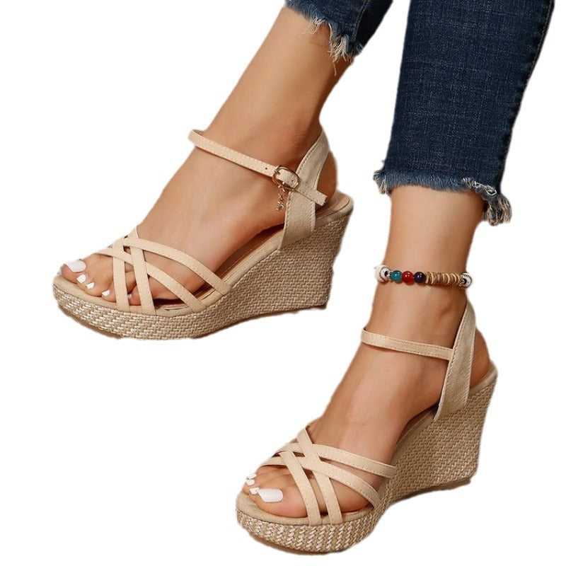 Damen Wedge-Sandalen mit elegantem Riemendesign und komfortabler Sohle EB