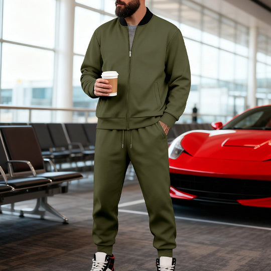 Herren nan sportlicher Freizeitanzug aus weicher Baumwollmischung mit Reißverschlussjacke und elastischer Jogginghose EB