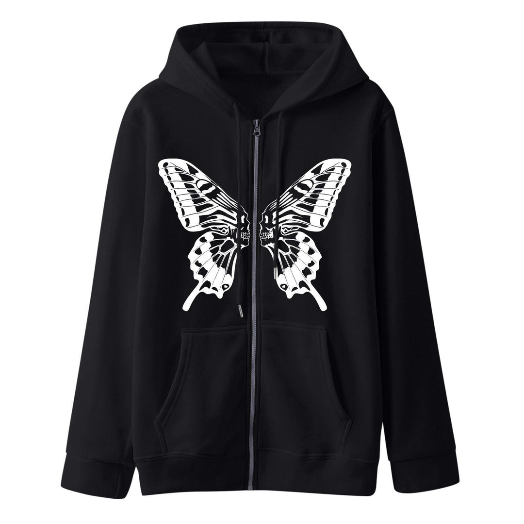 Damen Kapuzensweatjacke mit einzigartigem Schmetterlingsdruck EB
